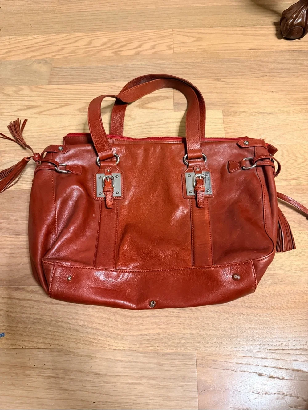 Vintage Wilson’s Leather Women's Red Leather Laptop Tote Bag - Travel / Office